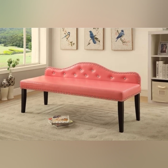 Faux Leather Pink Bench - Picture 1 of 8